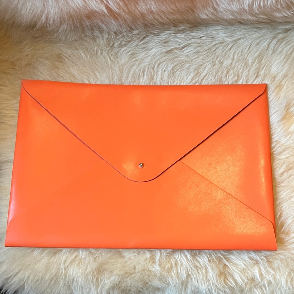 Recycled Leather Orange Document Envelope